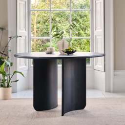 Imogen Jet Black Mango Wood Round Dining Table - 120cm