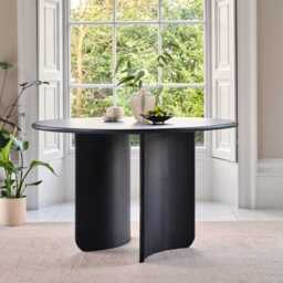 Imogen Jet Black Mango Wood Round Dining Table - 120cm - thumbnail 1