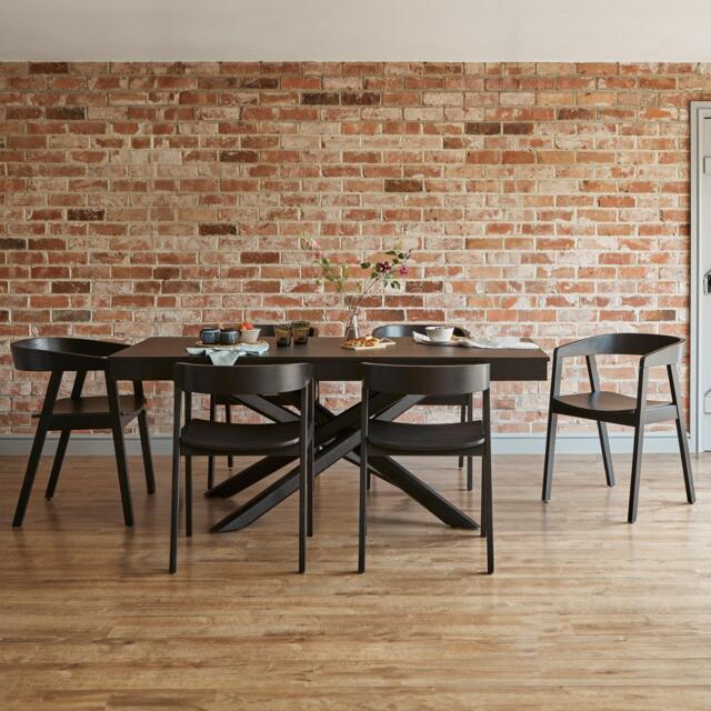 Amelia Black Dining Table Set - 6 Seater - Ella Black Wooden Chairs - image 1