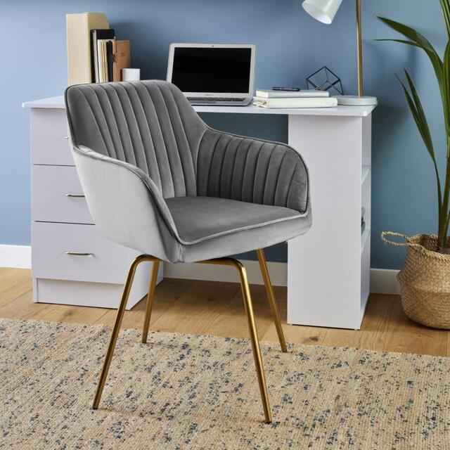 Darcy Office Swivel Chair - Grey with Gold Legs - image 1