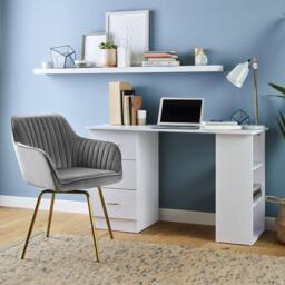 Darcy Office Swivel Chair - Grey with Gold Legs - thumbnail 6