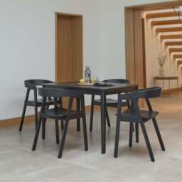 Paul Black Oak Extending Dining Table Set - 4 Seater - Ella Carver Chairs - Black Oak - thumbnail 2