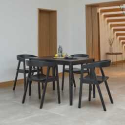 Paul Black Oak Extending Dining Table Set - 4 Seater - Ella Carver Chairs - Black Oak - thumbnail 2