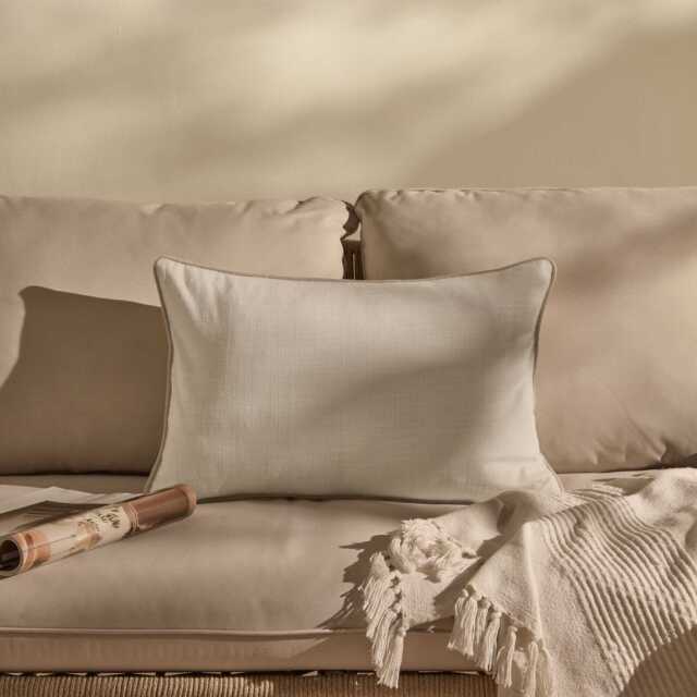 Camber 35x55cm Garden Scatter Cushion Cover - Off White with Sand Piping - image 1