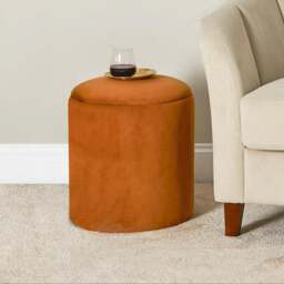 Abigail Storage Pouffe/Footstool - Burnt Orange - thumbnail 1