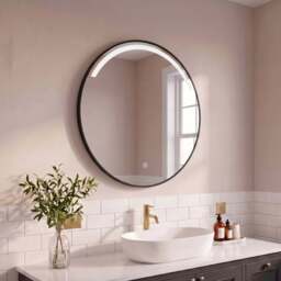 Kimbridge 90cm LED Round Bathroom Mirror - Black