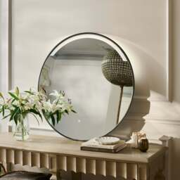 Kimbridge 90cm LED Round Bathroom Mirror - Black