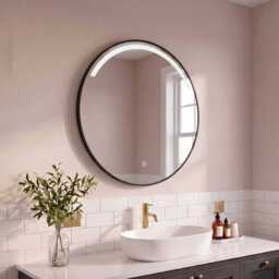 Kimbridge 90cm LED Round Bathroom Mirror - Black