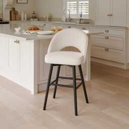 Marilyn Boucle Bar Stool - Black Legs - thumbnail 1