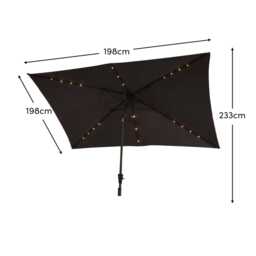 Grey LED Parasol - 2.2m Square with Raincover - thumbnail 5