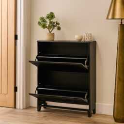 Raleigh 2 Door Shoe Cabinet - Black - thumbnail 2