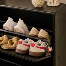 Raleigh 2 Door Shoe Cabinet - Black - thumbnail 3