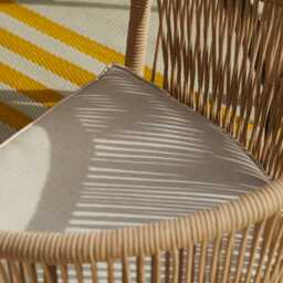 Willow 6 Seater Round Wooden Garden Set with 6 Hali Natural Rope Chairs & Round Cream LED Parasol - thumbnail 5