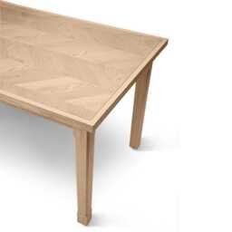 Ella Pale Oak Wood Parquet Dining Table - thumbnail 4