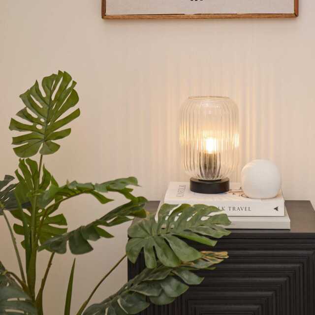 Elland 22.5cm Glass Table Lamp - Clear & Black - image 1