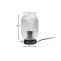 Elland 22.5cm Glass Table Lamp - Clear & Black - thumbnail 3