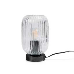 Elland 22.5cm Glass Table Lamp - Clear & Black - thumbnail 2