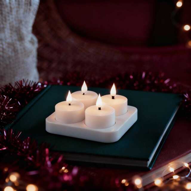 Samsta Warm White Rechargable Tea Lights - Set of 4 - image 1