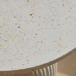 Zaliki Concrete Round Garden Side Table - Pearl Terrazzo - thumbnail 2
