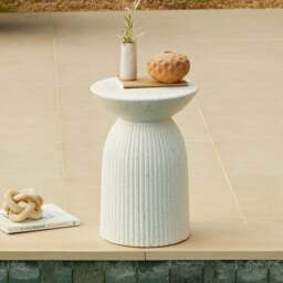 Zaliki Concrete Round Garden Side Table - Pearl Terrazzo - thumbnail 1