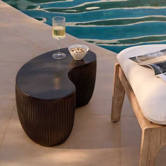 Sohan Kidney Garden Concrete Coffee Table - Lava Black - 61cm - image 1