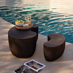 Sohan Kidney Garden Concrete Coffee Table - Lava Black - 61cm - thumbnail 2