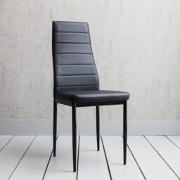 Anya Glass Dining Table Set - 4 Seater - Black Faux Leather Dining Chairs - thumbnail 4