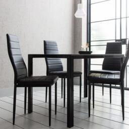 Anya Glass Dining Table Set - 4 Seater - Black Faux Leather Dining Chairs - thumbnail 6