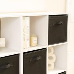 Cara 16 Cube Storage Unit - Chalk White - Two 8x2 Units - Black Basket - thumbnail 5