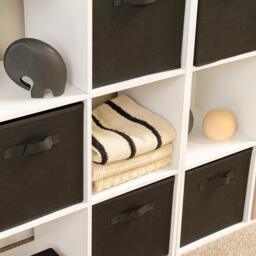 Cara 16 Cube Storage Unit - Chalk White - Two 8x2 Units - Black Basket - thumbnail 4