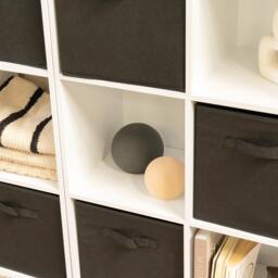 Cara 16 Cube Storage Unit - Chalk White - Two 8x2 Units - Black Basket - thumbnail 3