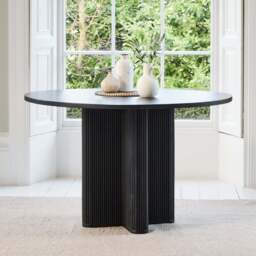 Orla Black Mango Wood Round Dining Table - thumbnail 1