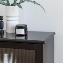 Lua 2 Door Large Sideboard - Noir Black with Fluted Glass - thumbnail 4