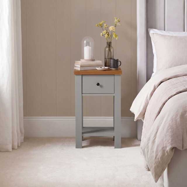Bampton 1 Drawer Bedside Table - Stone Grey - image 1