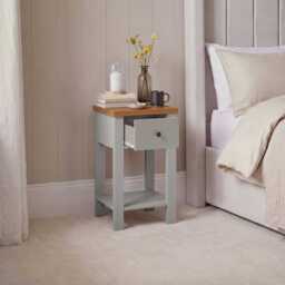 Bampton 1 Drawer Bedside Table - Stone Grey - thumbnail 3