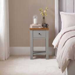 Bampton 1 Drawer Bedside Table - Stone Grey