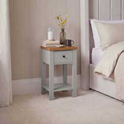 Bampton 1 Drawer Bedside Table - Stone Grey - thumbnail 2