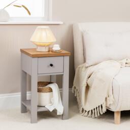 Bampton 1 Drawer Bedside Table - Stone Grey - thumbnail 2