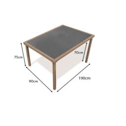 Marston 8 Seater Garden Dining Table - Natural Brown - Glass Top - thumbnail 4