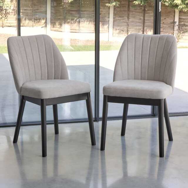 Chloe Soft Beige Dining Chairs - Set of 2 - Black Legs - image 1