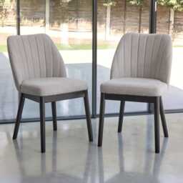 Chloe Soft Beige Dining Chairs - Set of 2 - Black Legs - thumbnail 1