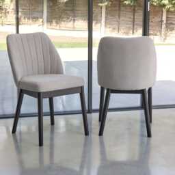 Chloe Soft Beige Dining Chairs - Set of 2 - Black Legs - thumbnail 3