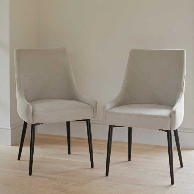 Maeve Soft Beige Dining Chairs - Set of 2 - Black Legs - image 1