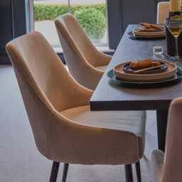 Maeve Soft Beige Dining Chairs - Set of 2 - Black Legs - thumbnail 4