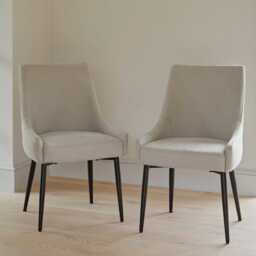 Maeve Soft Beige Dining Chairs - Set of 2 - Black Legs - thumbnail 1