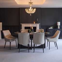 Maeve Soft Beige Dining Chairs - Set of 2 - Black Legs - thumbnail 2