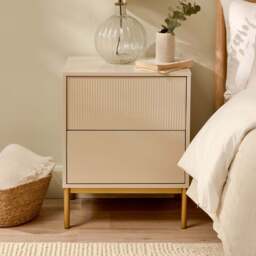 Luella 50cm 2 Drawer Fluted Bedside Table - Driftwood
