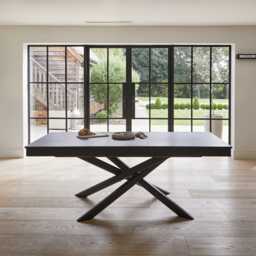 Amelia Black Extending Dining Table Set - 6 Seater - Chloe Soft Beige Dining Chairs - Black Oak Legs - thumbnail 4