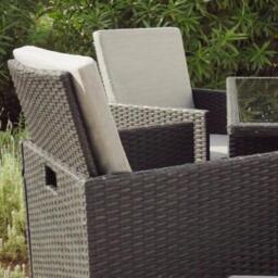 Cube 10 Seater Rattan Outdoor Dining Set with Cream Parasol - Black Weave - thumbnail 5