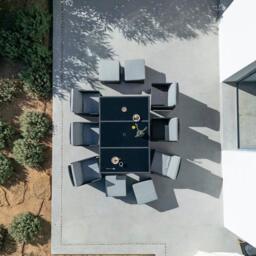 Cube 10 Seater Rattan Outdoor Dining Set with Cream Parasol - Black Weave - thumbnail 6